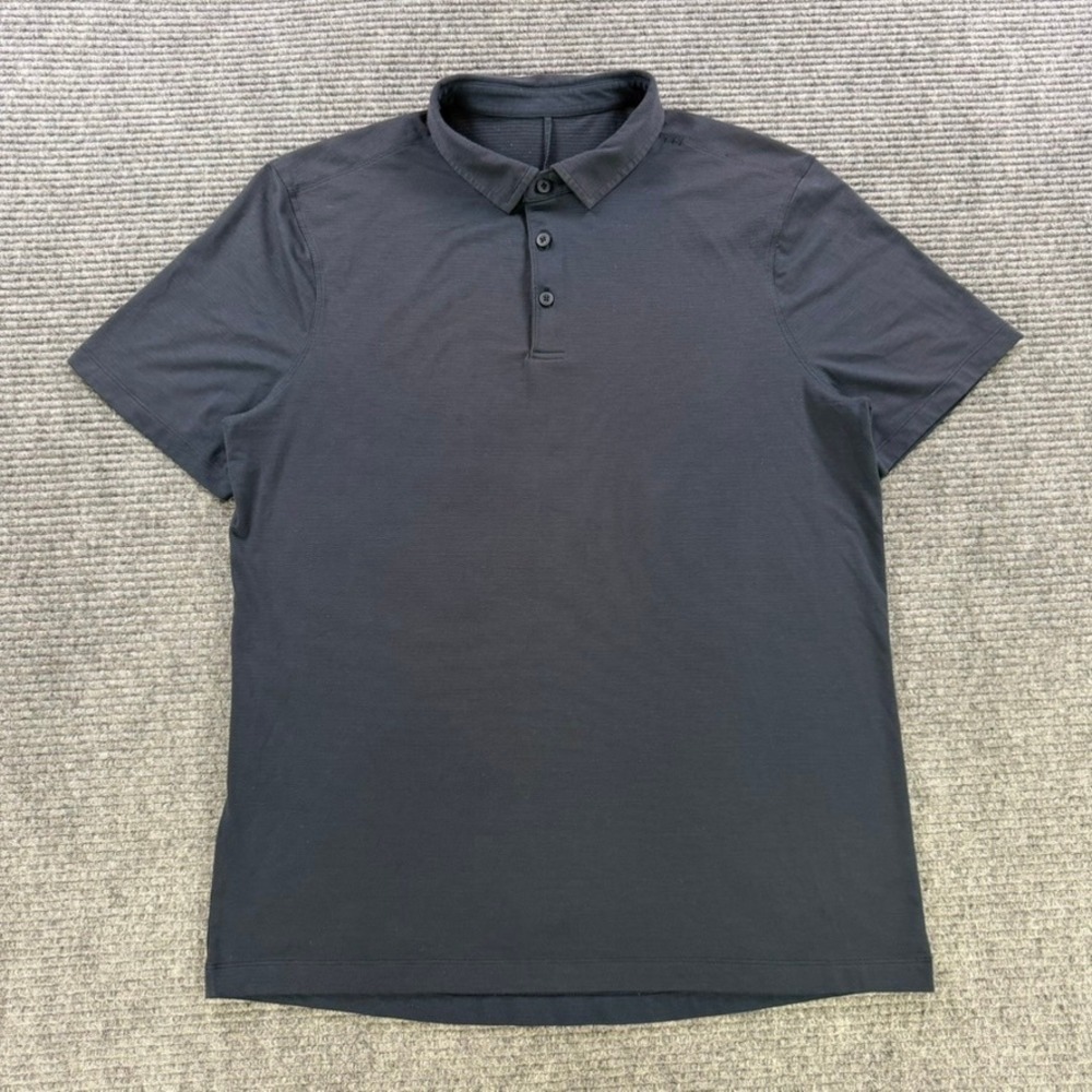 Lululemon Short Sleeve Polo Shirt Mens Medium Grey Technical Golf Work Top READ - Picture 2 of 9